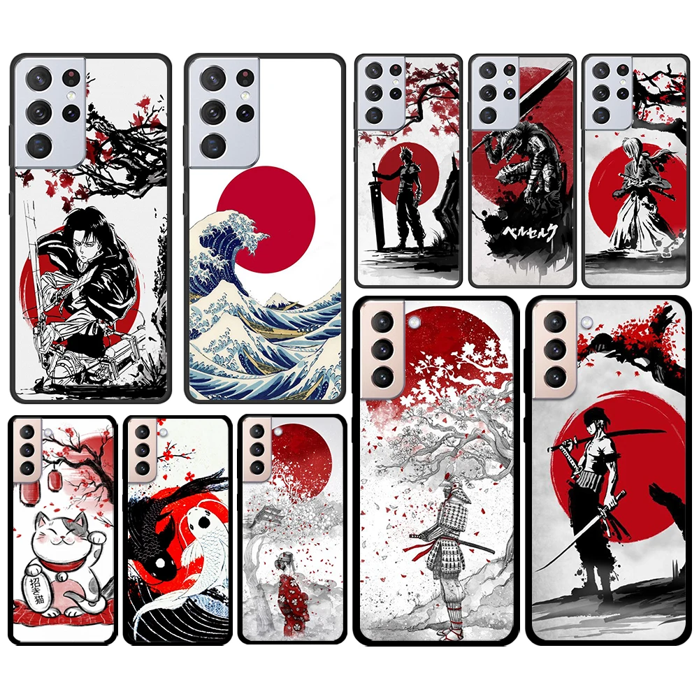 

Red Sun Japanese Anime for Samsung Galaxy S21 S20 FE Ultra Lite S10 S9 S8 S7 S6 Edge Plus Silicone Soft Black Phone Case