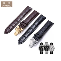 otmeng 19202122mm handmade genuine leather watch band for tissot lilock curved strap 1853 butterfly buckle substitute for t41