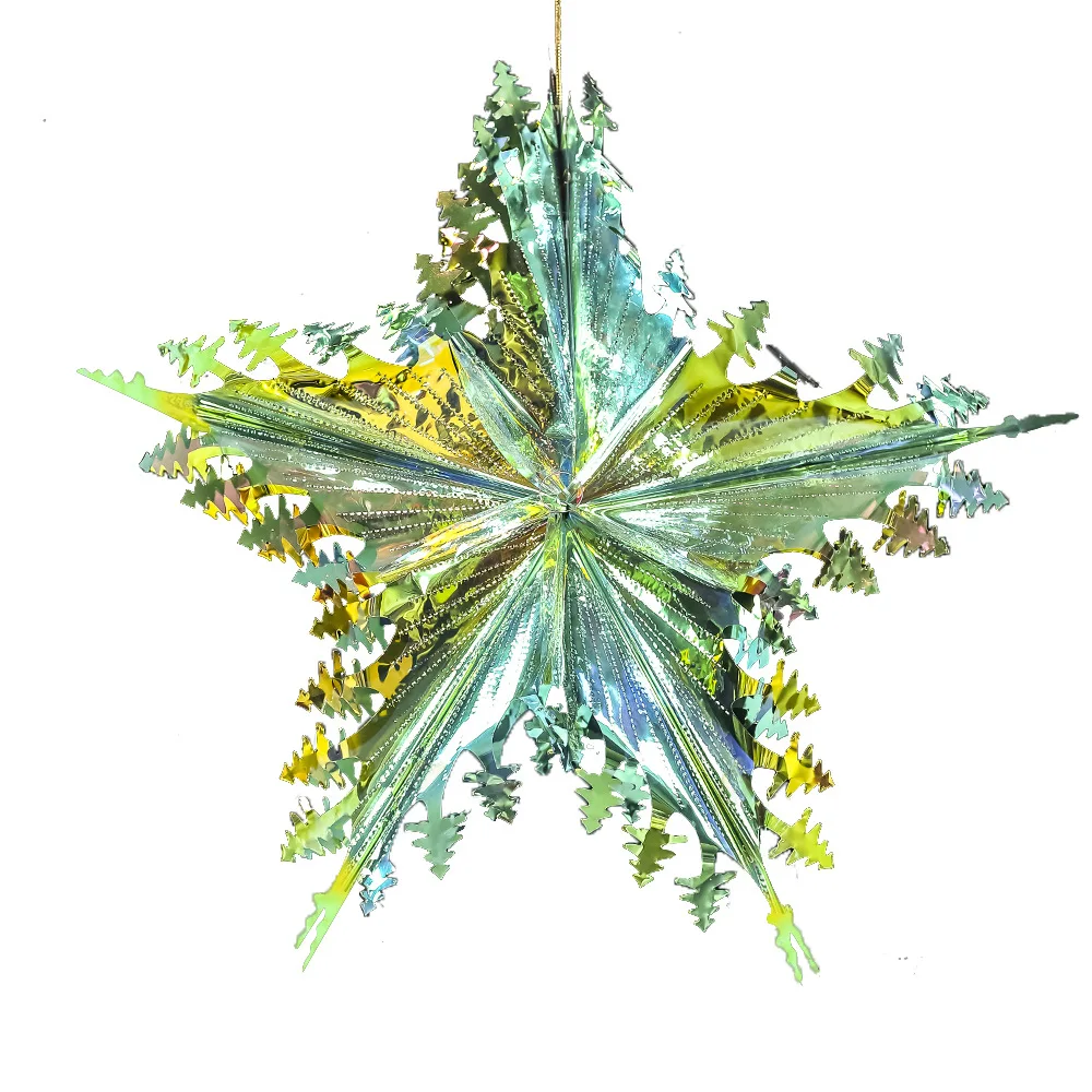 Colorful Reflected Light Laser Flower Star Christmas Ornament Tree Top Hanging Pendant Home Party Decor Accessories | Дом и сад