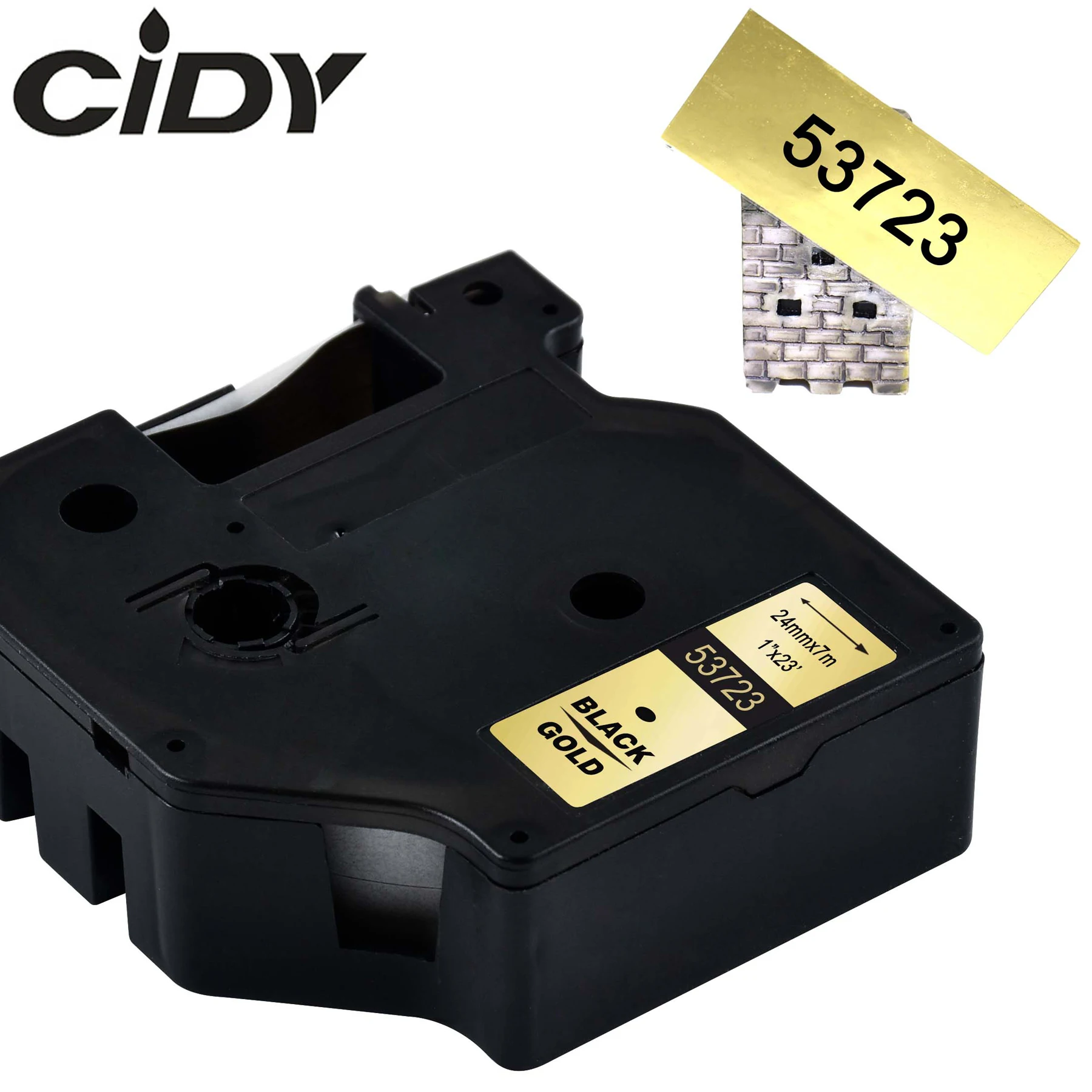 

CIDY 53723 Black on gold Compatible Dymo D1 24mm Label Tape Ribbons Cassette for Dymo Label Manager 160 280 210