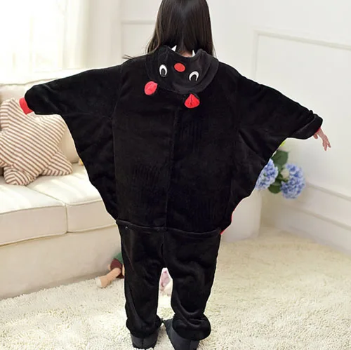 Bat Onesie/Детская Пижама кигуруми с единорогом; зимняя Пижама с пандой; Пижама с единорогом для мальчиков и девочек; Фланелевая пижама с животными для костюмированной вечеринки; одежда для сна с капюшоном - Цвет: Bat