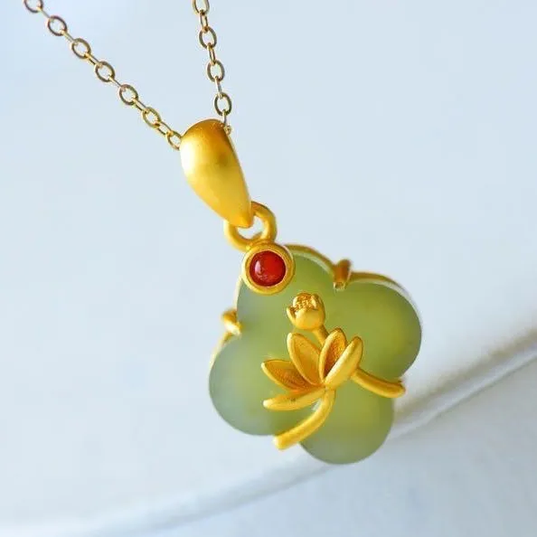 

Новое серебряное ожерелье из натурального нефрита с инкрустированными растениями в китайском стиле ретро регулируемое уникальное песочно...