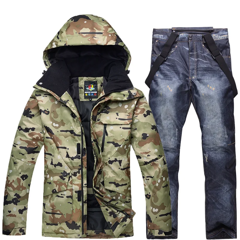 Куртка для сноубординга + джинсовые штаны мужской лыжный костюм