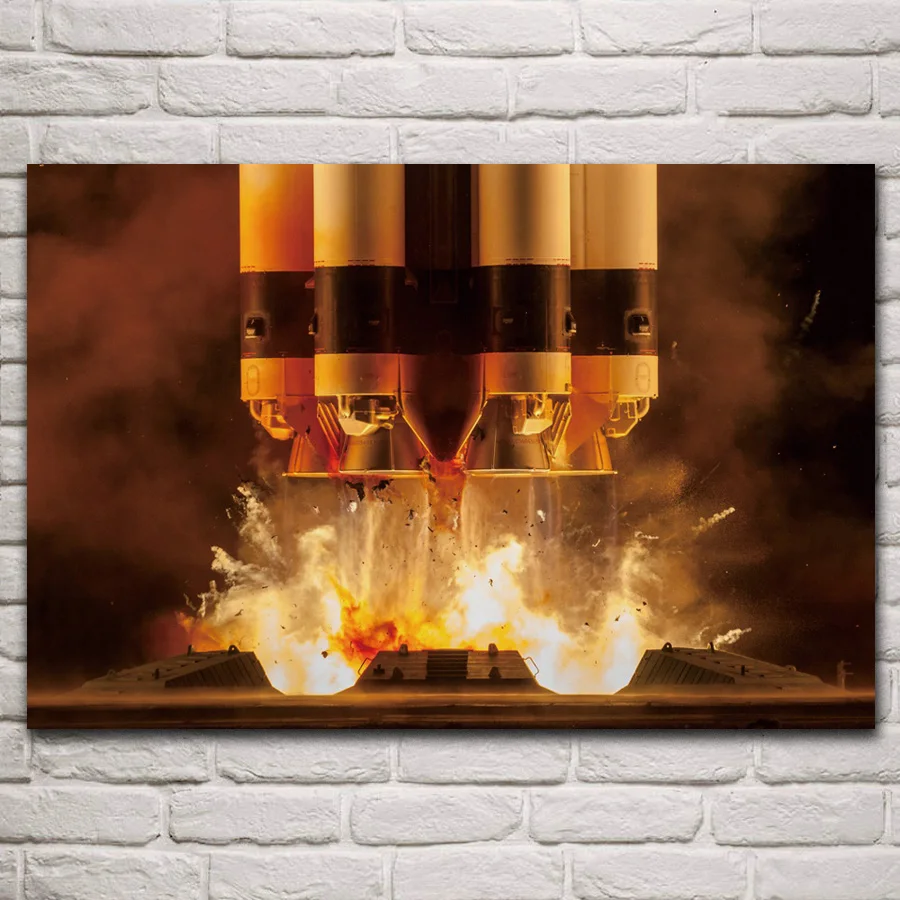 

The moment of rocket launching fire flame machine artwork fabric posters on wall picture home art living room decoration KP724