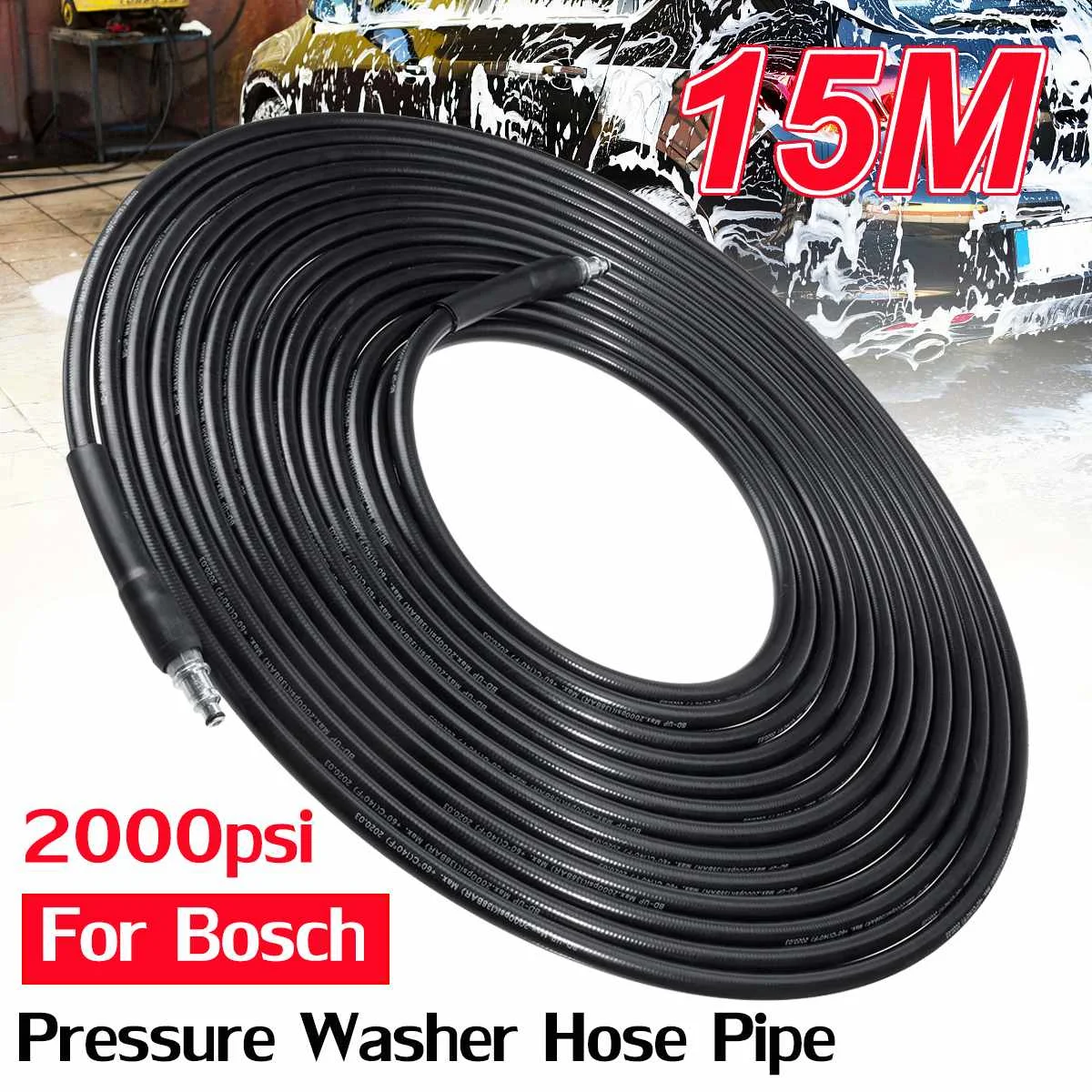 

15m High Pressure Washer Hose for Boschs Jet Power Water Guns Cord Pipe Sewer Drain Car Washing Cleaning Extension Hose