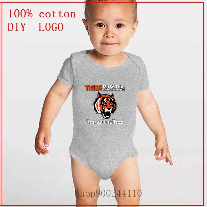 Дизайн новорожденных Тигр Муай Тай Белый Летний детский комбинезон наборы для