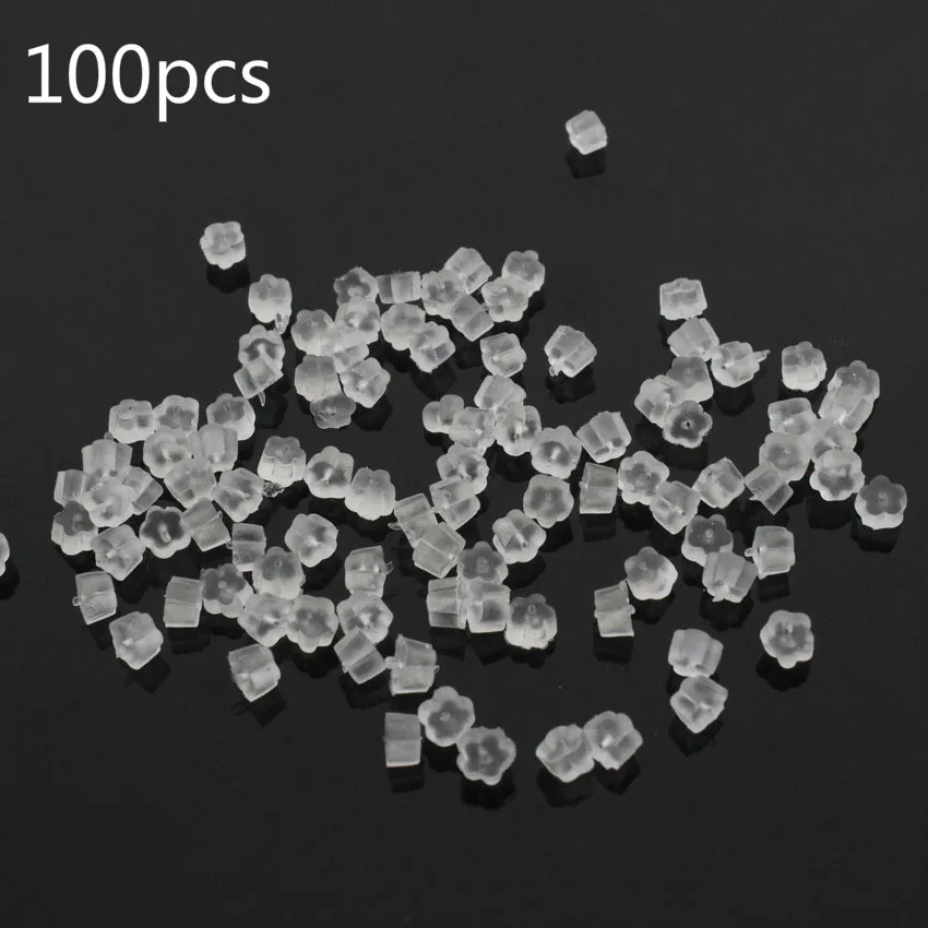 

100 pcs Earrings Jewelry Accessories Silicone Plum blossom Plastic Ear Plugging Earring back DIY Jewelry Accessories