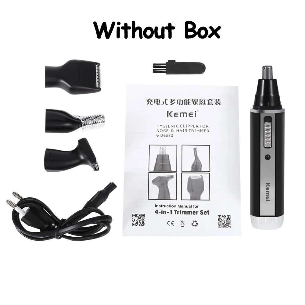 Without box - A Kemei перезаряжаемый триммер для волос в носу для мужчин, тример для ушей, лица, бровей, носа, для удаления волос, триммер для носа, беспроводной, подарок на год - Цвет: Without box - A