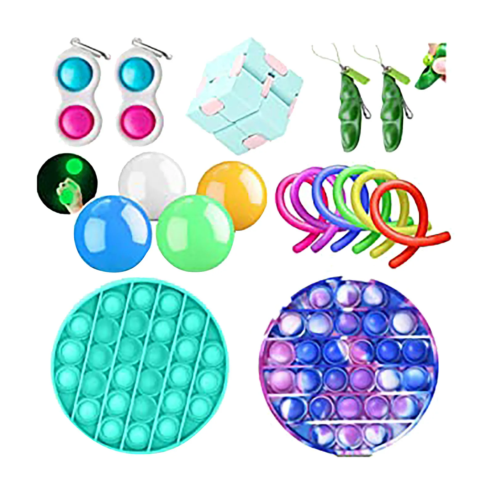 

20/21/22/23/24 Pack Fidget Toys Set Hand Autism Anxiety Stress Relief Squeeze Toys Bubble Fidget Sensory Toy For Kids Adults