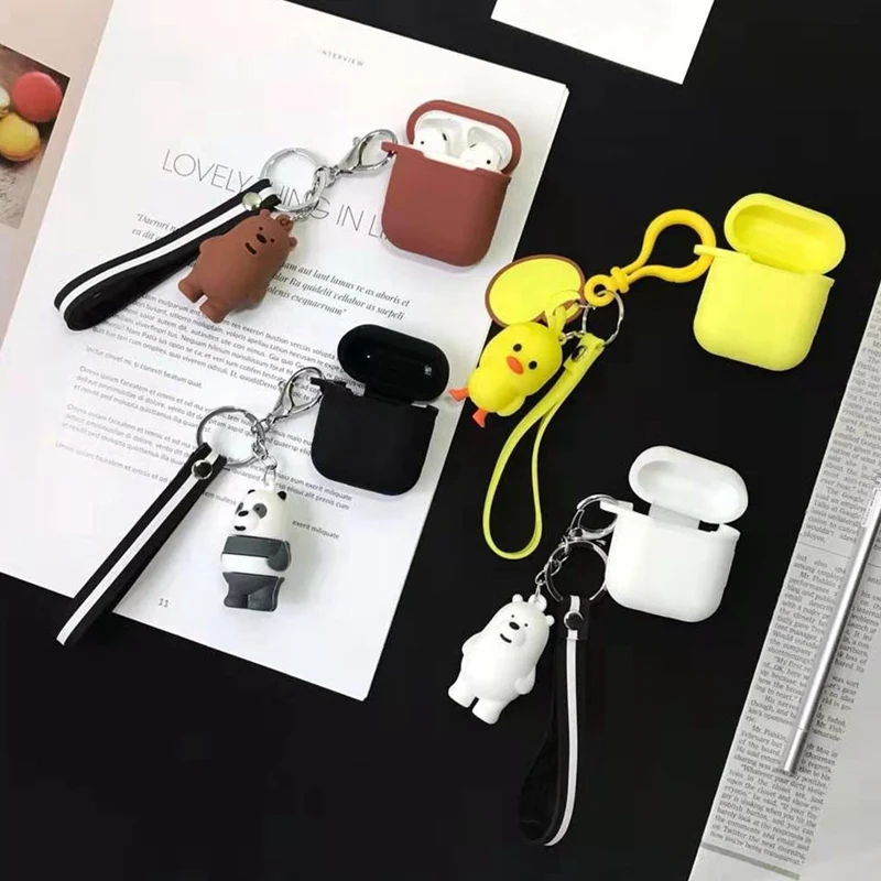 Милый силиконовый чехол, наушники для Apple Airpods i12 TWS, Bluetooth наушники, защитный чехол, мультяшная панда, коробка с брелком