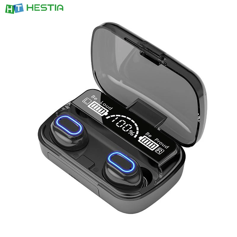 

M1 TWS 5.1 Large Screen LED Three-Electric Digital Display Touch Breathing Light Bluetooth Headset Emergency Charging Headphones