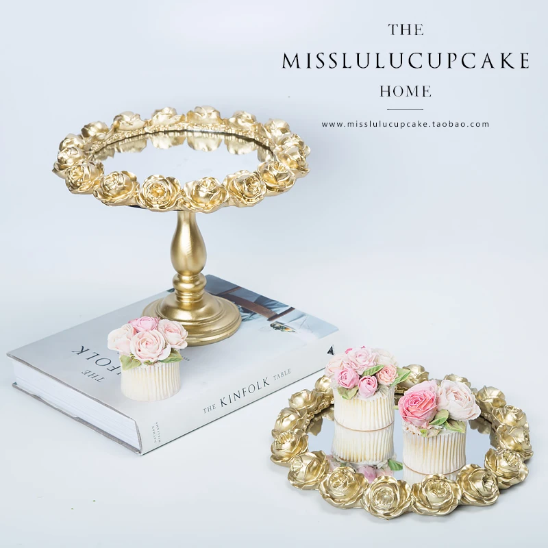 

Европейский зеркальный поднос в скандинавском стиле, поднос для десертного стола с орнаментом, поднос для свечи для коллекции украшений, ко...