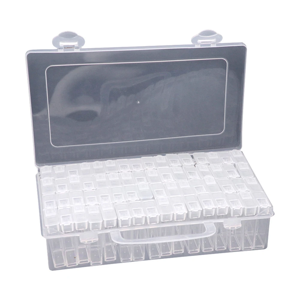 

64 Slots Diamond Painting Storage Box DIY Handmade Storage Box Case Clear Plastic Cross Stitch Beads Display Storage Boxes