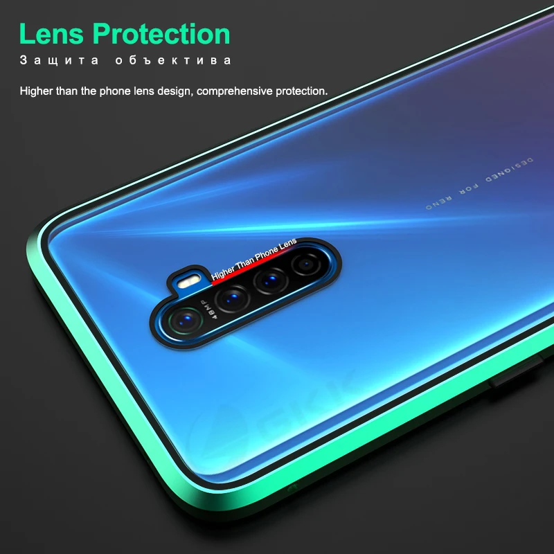 GKK Магнитный адсорбционный металлический чехол для OPPO Reno 2 Z 10X Zoom Ace Двусторонняя