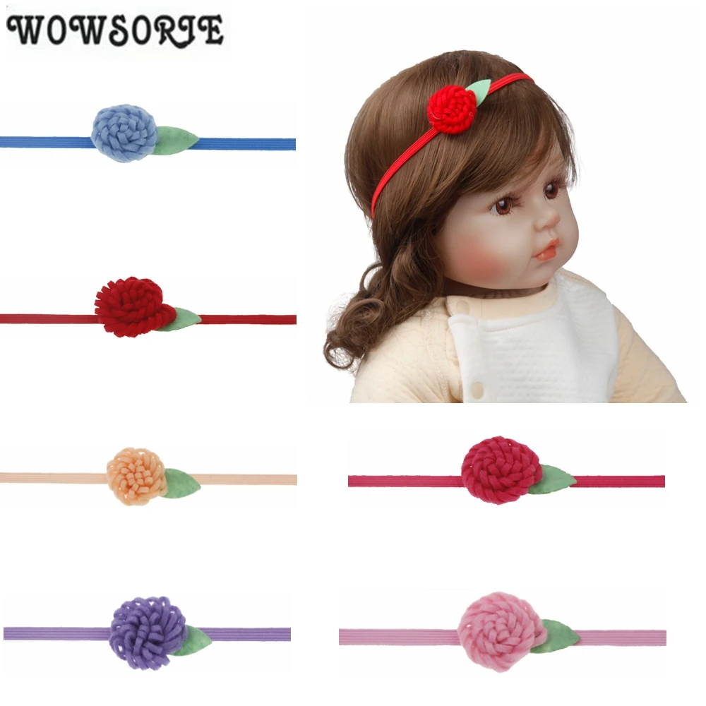 Детская повязка на голову для девочек из фетра с листьями и цветами атласная