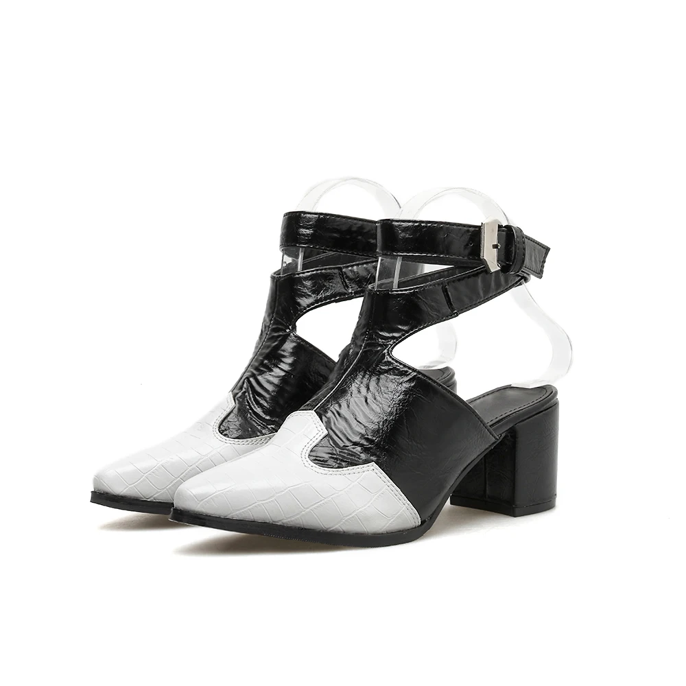 ELVIRAS/новые осенние женские босоножки из змеиной кожи с ремешком на щиколотке