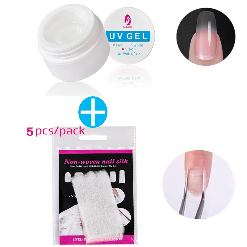 Clear Set 3 Акриловый гель для ногтей, стекловолокно, набор для дизайна ногтей, УФ гель-гель, гель для наращивания ногтей, полигель, наборы для наращивания гели для ногтей, Декоративный Лак для ногтей, набор - Цвет: Clear Set 3