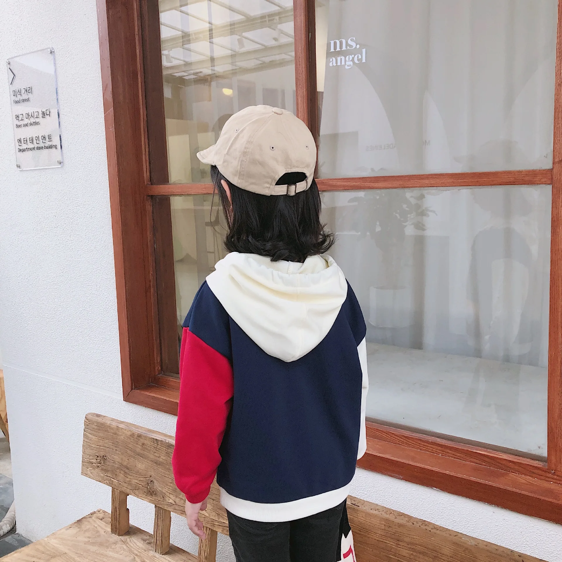 

2020 Spring and Autumn New Products Boys and Girls Hooded Cotton Cartoon Sweatshirt Color Block Sweatshirt