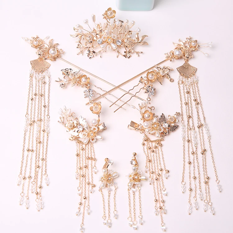 Sets Hanfu костюм повязка на голову Женские аксессуары для волос женский Hanfu шпилька Kanzashi простой китайский стиль украшения для волос Kanzashi - Цвет: Sets