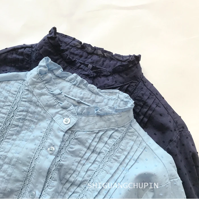 

2020 New autumn Women Blouse Japan Style Literary Cotton Stand Collar Long Sleeve Loose Casual Shirt Women