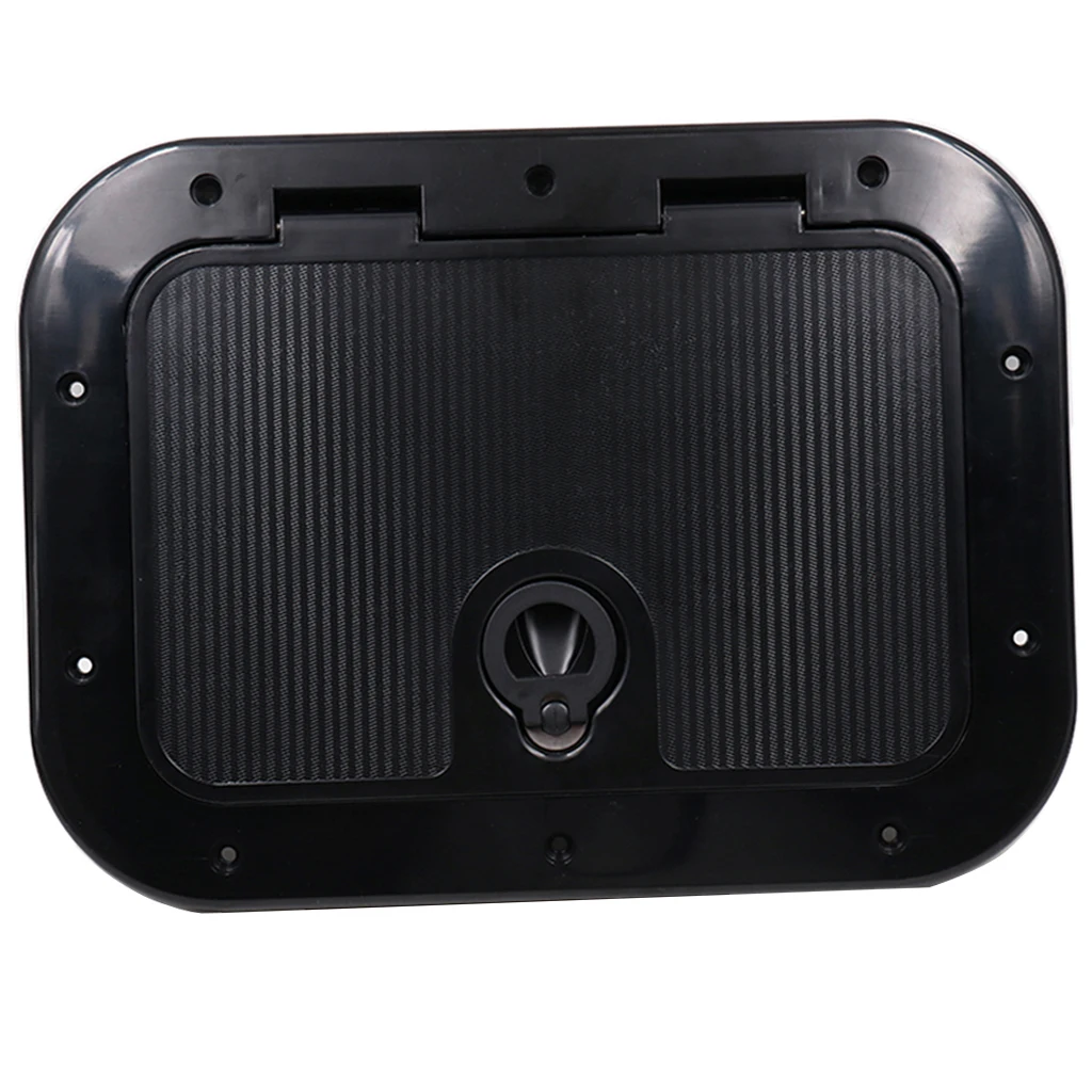 

Black Boat Deck Plate with Lock, Suqre Shape, 14.96 x 11 inch