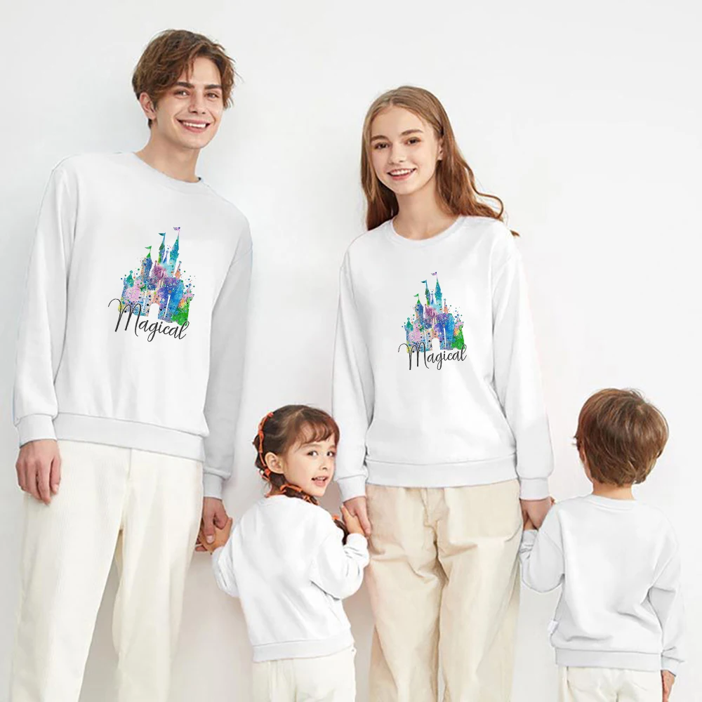

Family Matching Clothes Tops Beautiful Disneyland Print Tops Dropship Hot Selling Exquisite Parent Child Pullover Comfy Hoodies