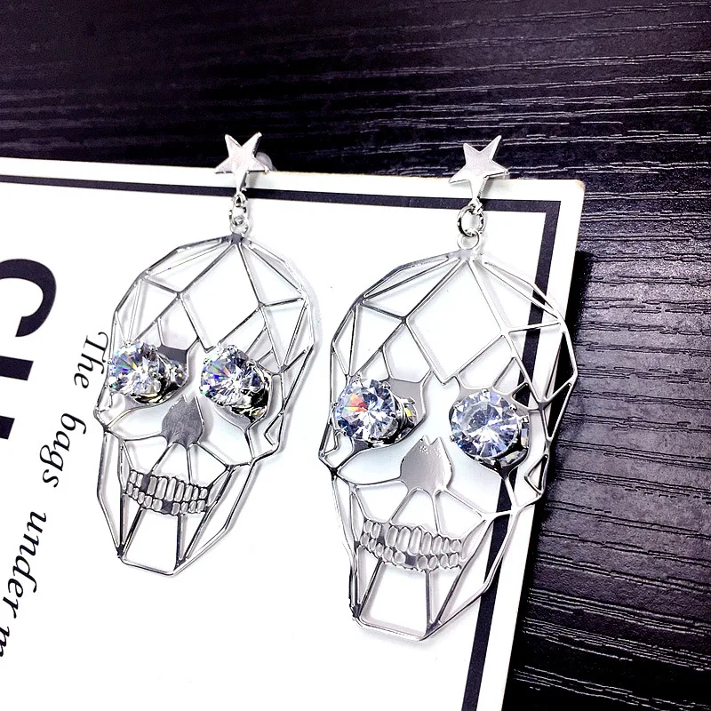 

New Fashion Jewelry Hiphop Earrings Punk Skull Earrings Hollow Metal Baroque Fashion Earrings for Women 2021 Trend Jewelry