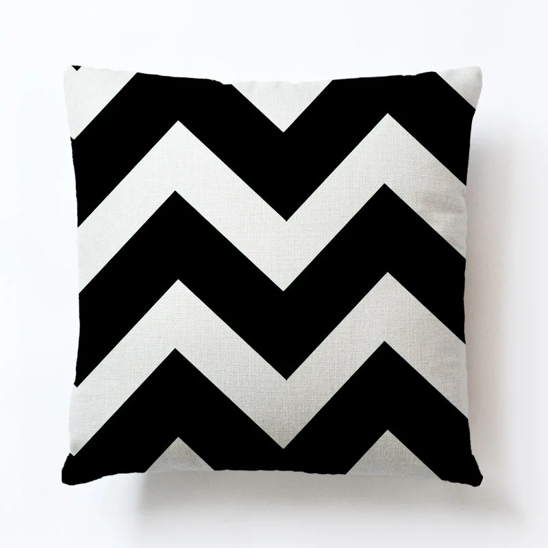 Современная Геометрическая наволочка черно белая полосатая волна классический