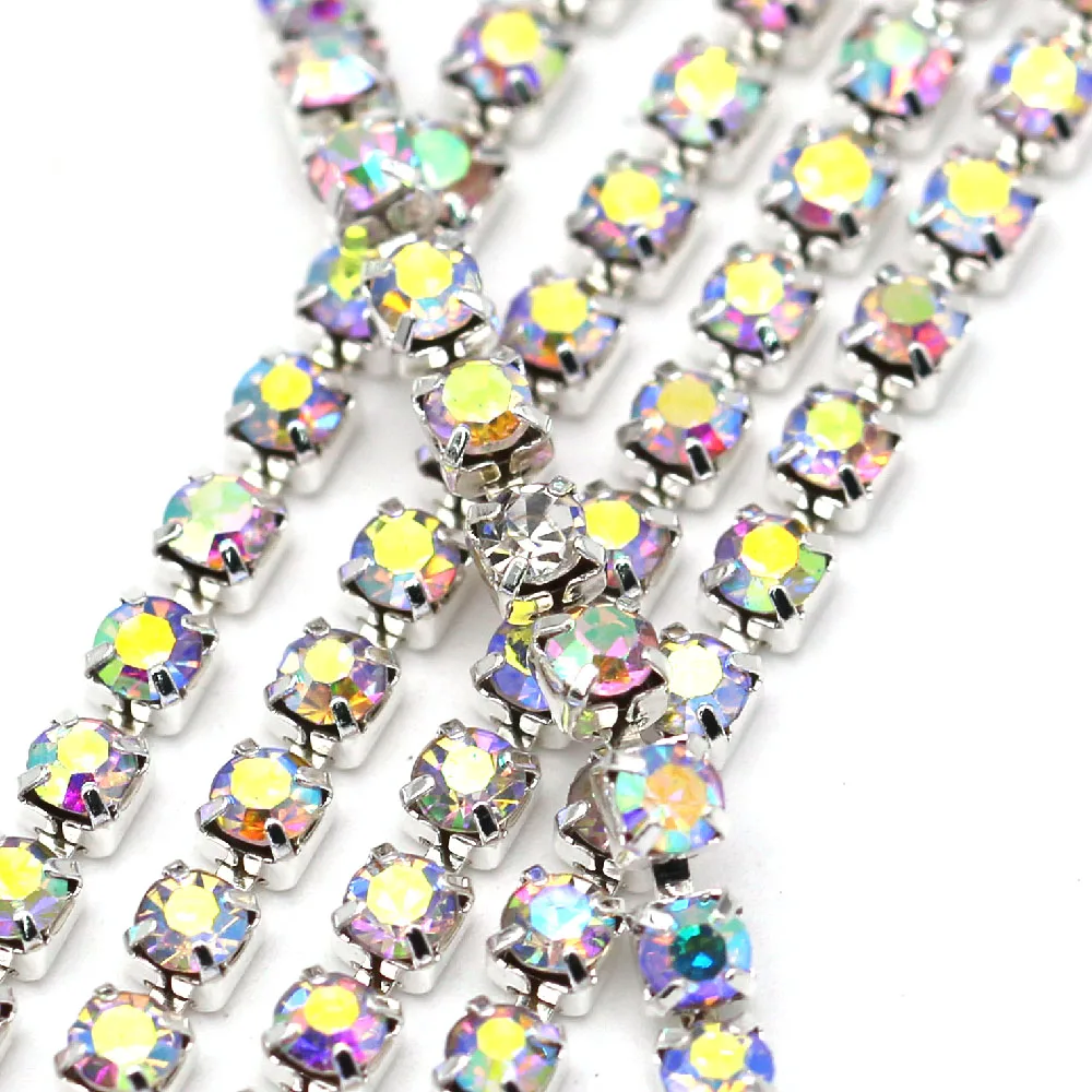 1 ярд стразы цепь коготь чашки Стразы сетчатой отделкой Золото/Щепка основа