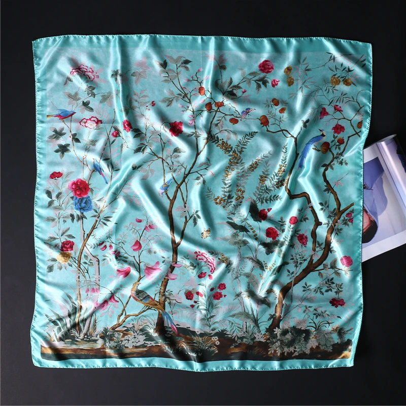 

Fashion Scarves Women 2022 New Print Satin Silk Scarf Female Square Shawl Bandana Head Large Hijab Scarfs For Ladies 90x90cm