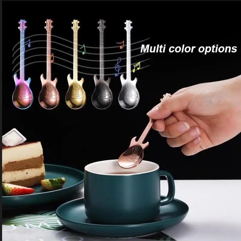 

1PC Stainless Steel 304 Guitar Spoons Rainbow Coffee&Tea Spoon Flatware Drinking Tools