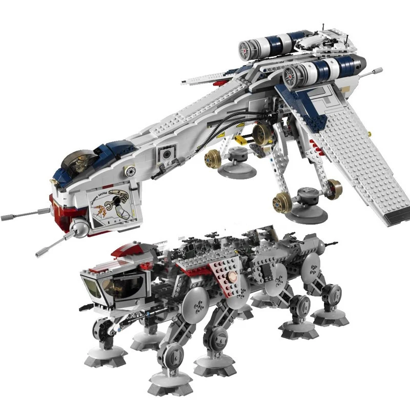 

1808pcs Star Battle AT-OT Walker Republic Dropship Starfighter Space Wars 05053 Model Building Blocks Toy Compatible With Brick