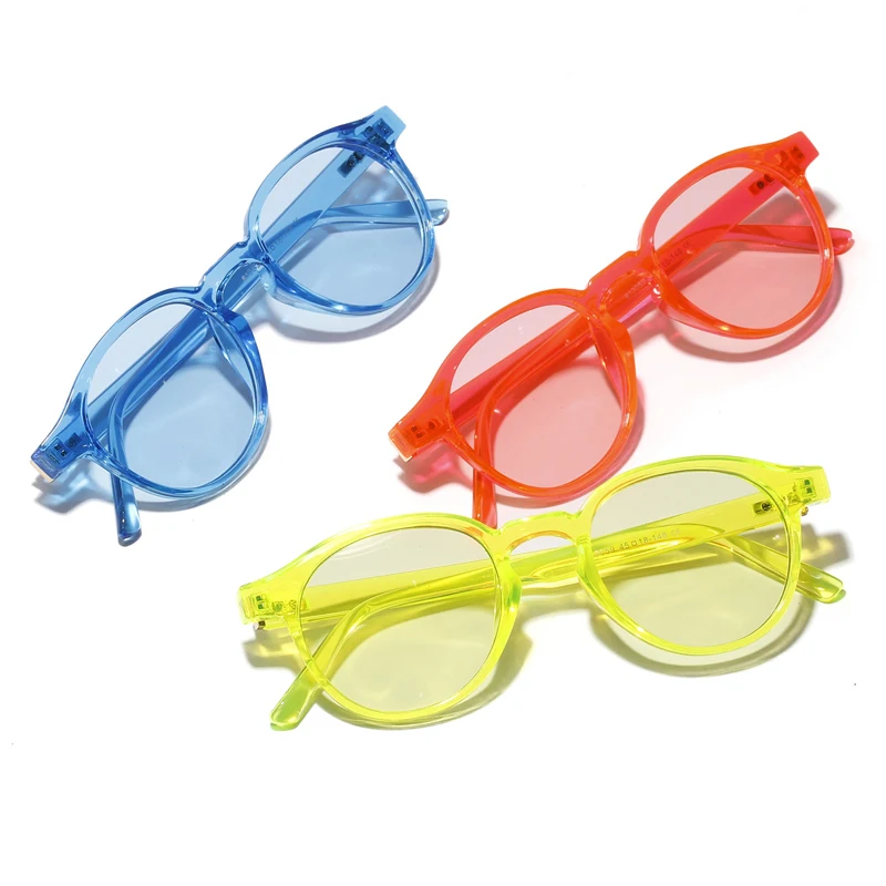 Ретро Круглые Солнцезащитные очки для женщин яркие цвета кошачий глаз