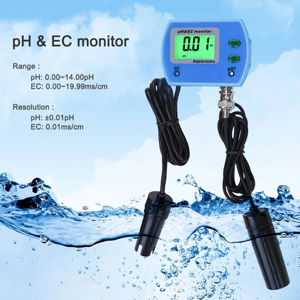 Портативный цифровой измеритель PH/EC детектор проводимости кислотный Измеритель