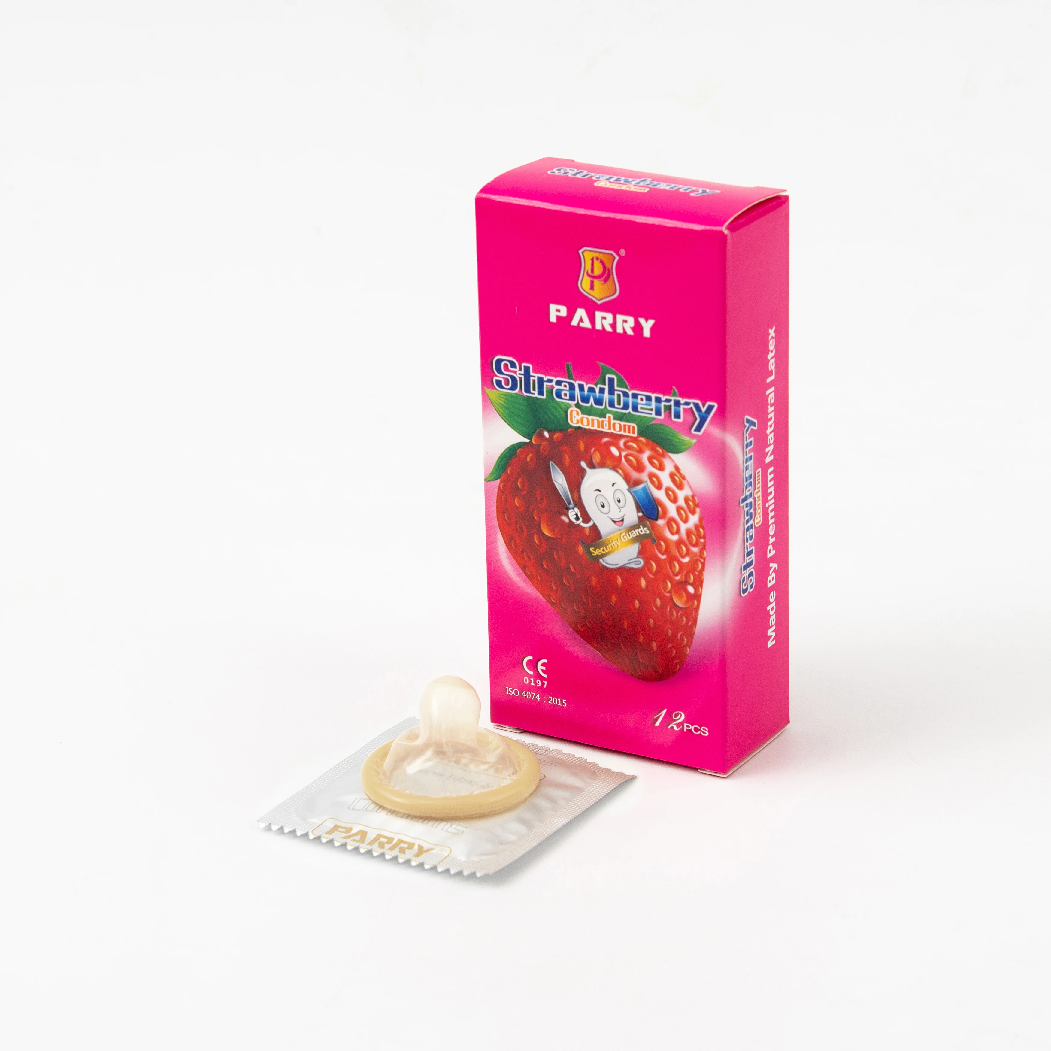 

PARRY CONDOMS 24PCS Condom Super Lubricating Belt Strawberry Fruit Fragrance Skin-Friendly Condom Male Large Amount Of Oil
