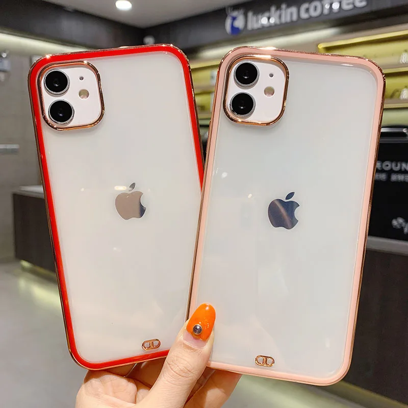 

For iPhone 7/8/7P/8P/x/max/se/se2020 Transparent Grind Arenaceous Color Frame Electroplated Cell Pphone Case Dirt-resistant