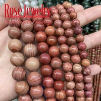 natural wood jaspers stone beads red round loose spacer beads for jewelry making diy bracelets necklaces 15 4 6 8 10 12 mm
