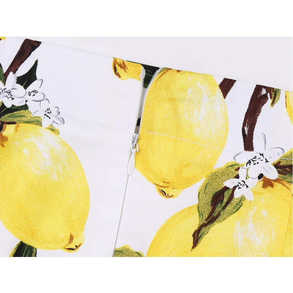 Белый с принтом лимонами хлопковые юбки ss0008 высокой талией размера плюс в