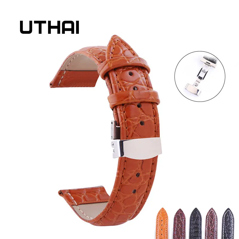 Ремешок для часов UTHAI B04, 18 мм, 19 мм, 20 мм, 21 мм, 22 мм, 24 мм, телячья кожа, ремешок для часов из крокодиловой кожи, ремешок для часов Tissot Seiko