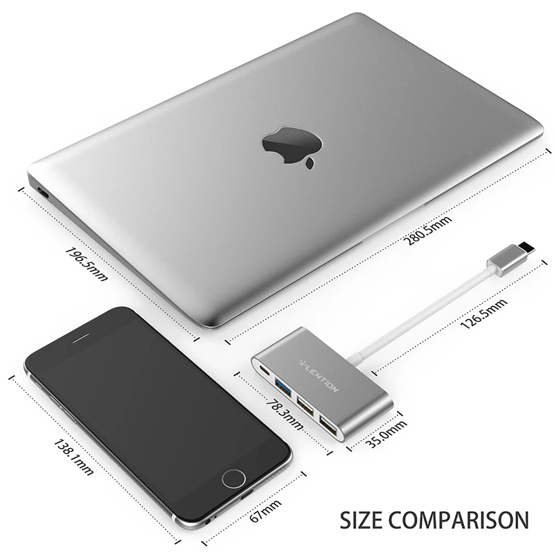 Концентратор Lention USB C с разъемом Type 3 0 2 для 2020 2016 MacBook Pro 13/15/16 Mac многопортовый