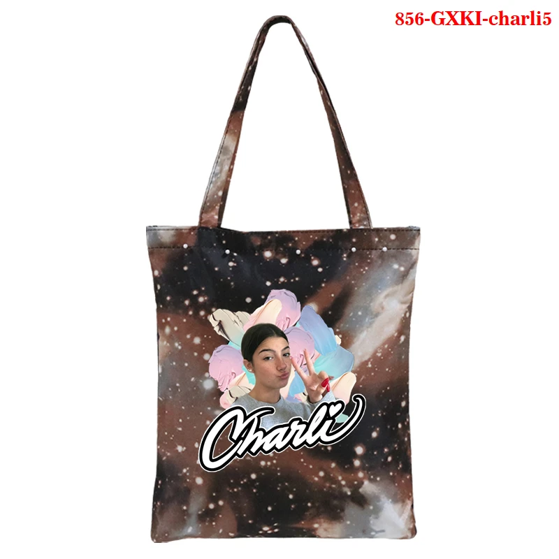 

Shopping Bags Women Cute Kawaii Charli Damelio Casual Students Large Capacity Canvas Eco Bag Females Ulzzang Fashion Tote Bags