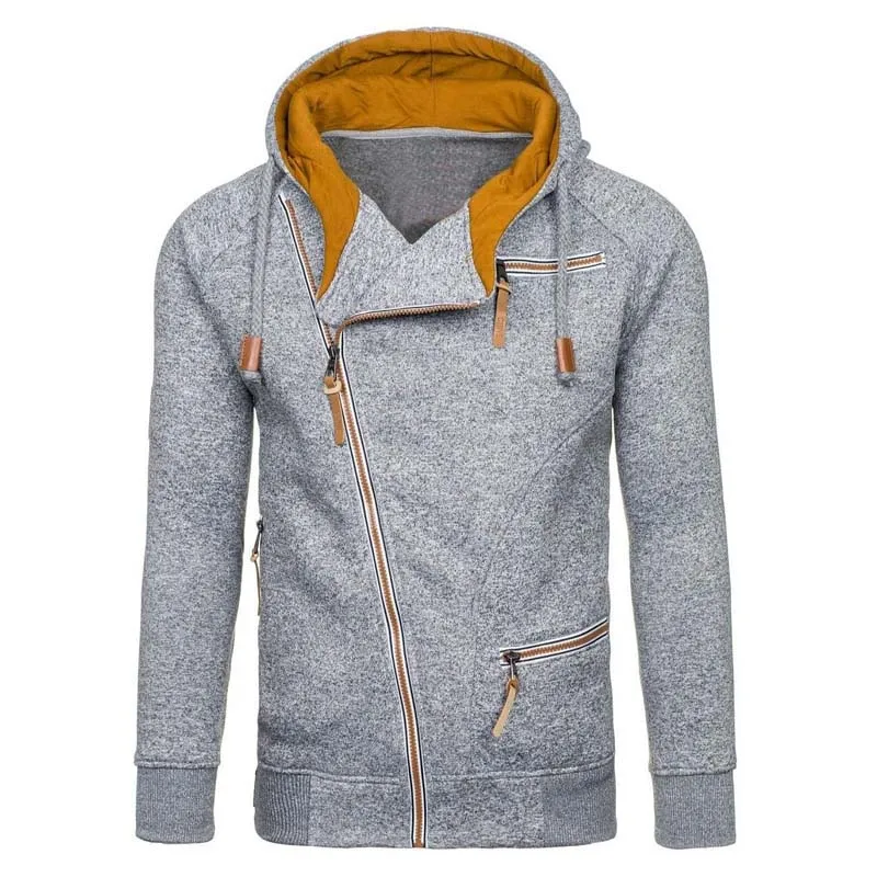 

2021 Brand Men's Hoodie Fashion Side Zipper Cardigan Jacket Solid Color Long Sleeve Sweatshirt Men Casual Hip Hop Streetwear