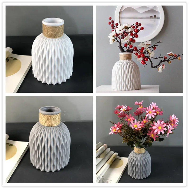 

Modern Plastic Vases European Anti-Ceramic Flower Vase Wedding Decorations Rattan-Like Unbreakable Simplicity Basket Arrangement