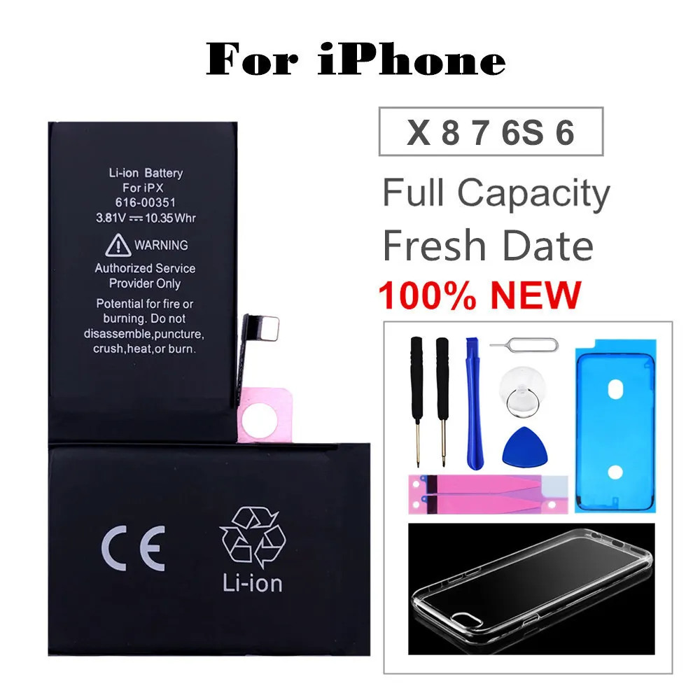 1 AYJ Оригинальный аккумулятор для iPhone X 7 8 6S 6 замена настоящая Высокая емкость