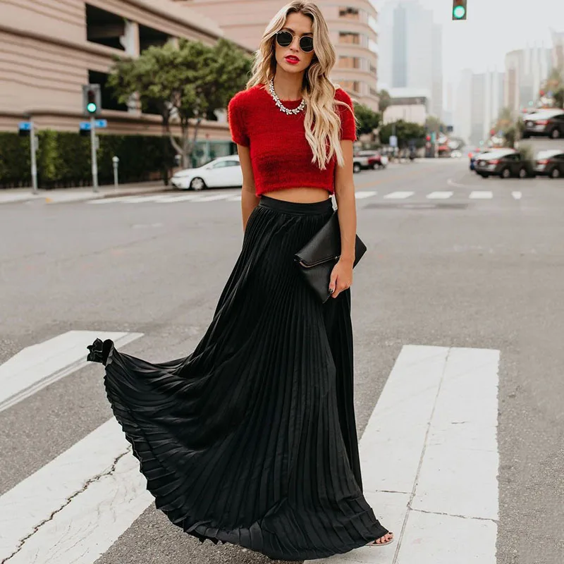 Женское бархатное плиссированное платье-макси с поясом на резинке летняя