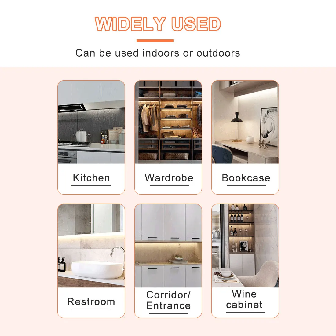 

LED Cabinet Lighting Ultra-thin USB Wall Lamps Aluminum USB Rechargeable PIR Motion Sensor Night Light for Bedroom Study Reading