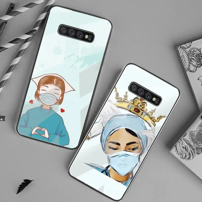 

KPUSAGRT Cartoon Medicine Doctor Nurse Phone Case Tempered Glass For Samsung S20 Plus S7 S8 S9 S10 Plus Note 8 9 10 Plus