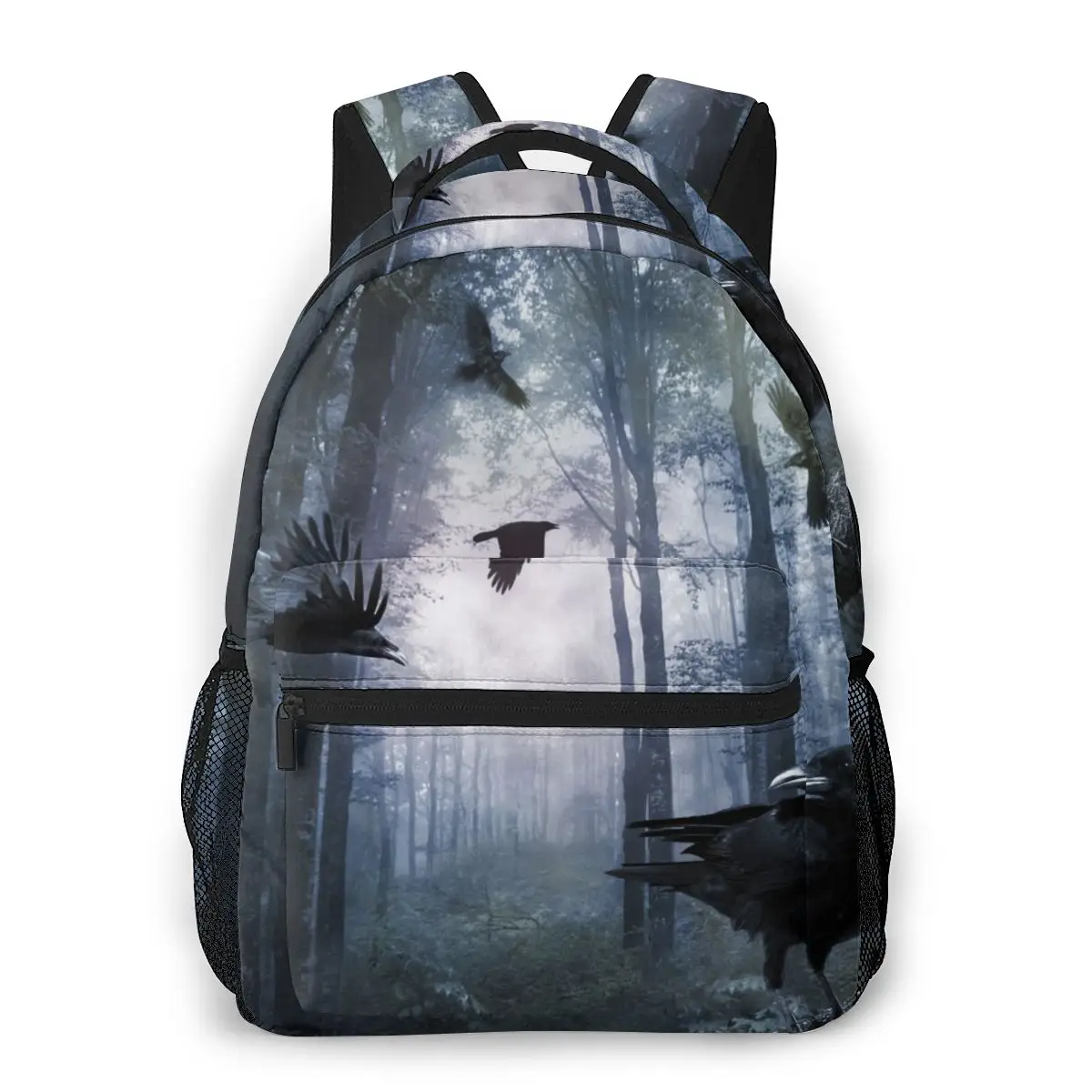 

2020 OLN дорожные рюкзаки, черный рюкзак с воронами, летающей в ночном лесу, женский рюкзак, вместительная школьная сумка для подростков
