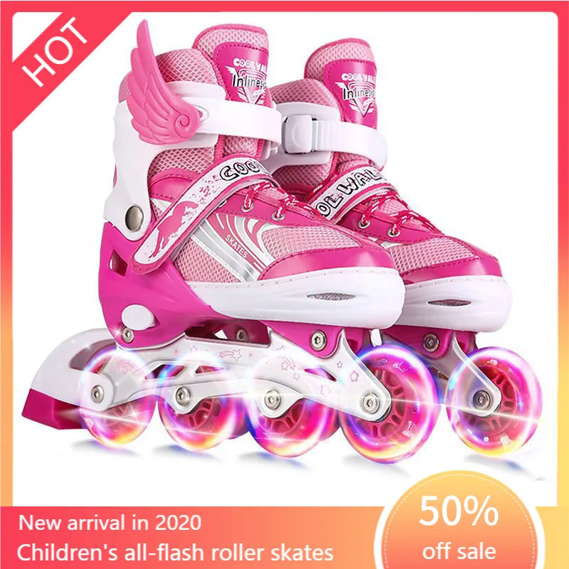 Детские новые роликовые коньки с регулируемым размером безопасные и удобные для