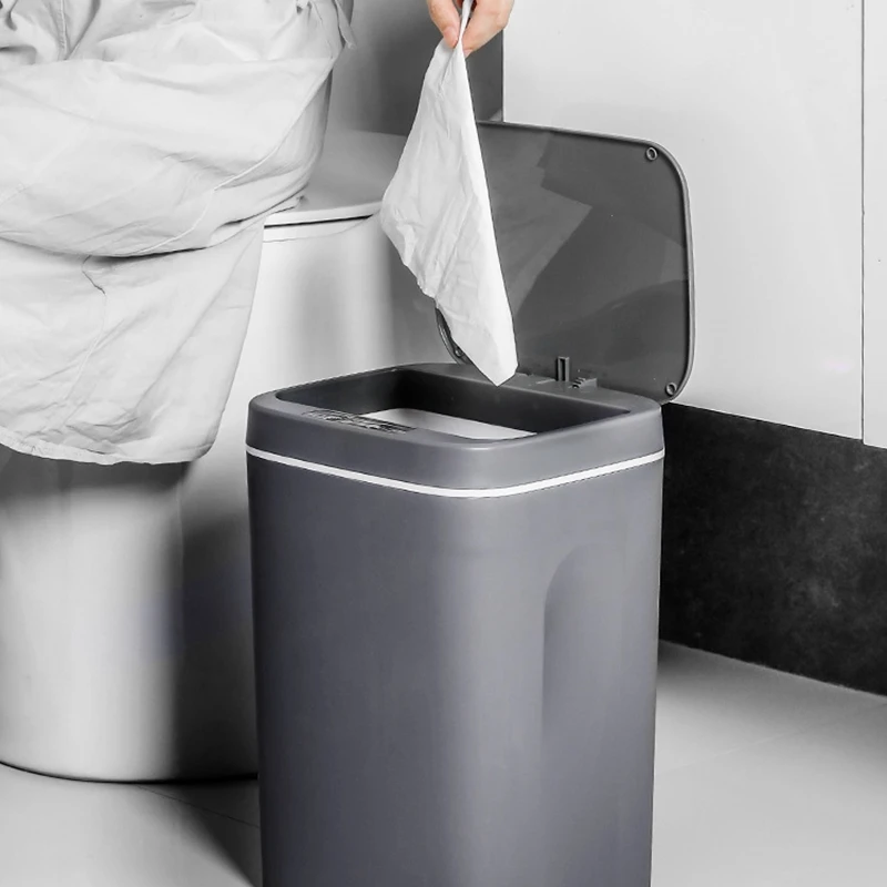 smart induction trash can automatic intelligent sensor dustbin electric touch trash bin for kitchen bathroom bedroom garbage free global shipping